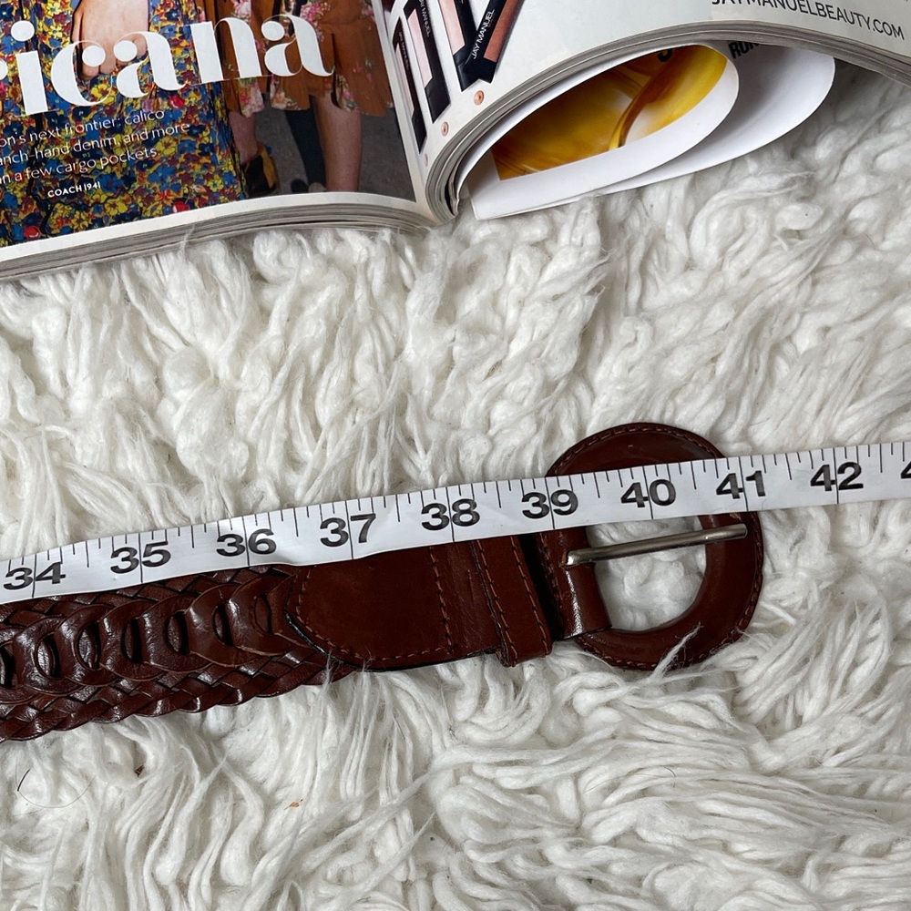 Vintage Genuine Leather Chic Brown Braided Leather Belt - Picture 7 of 7